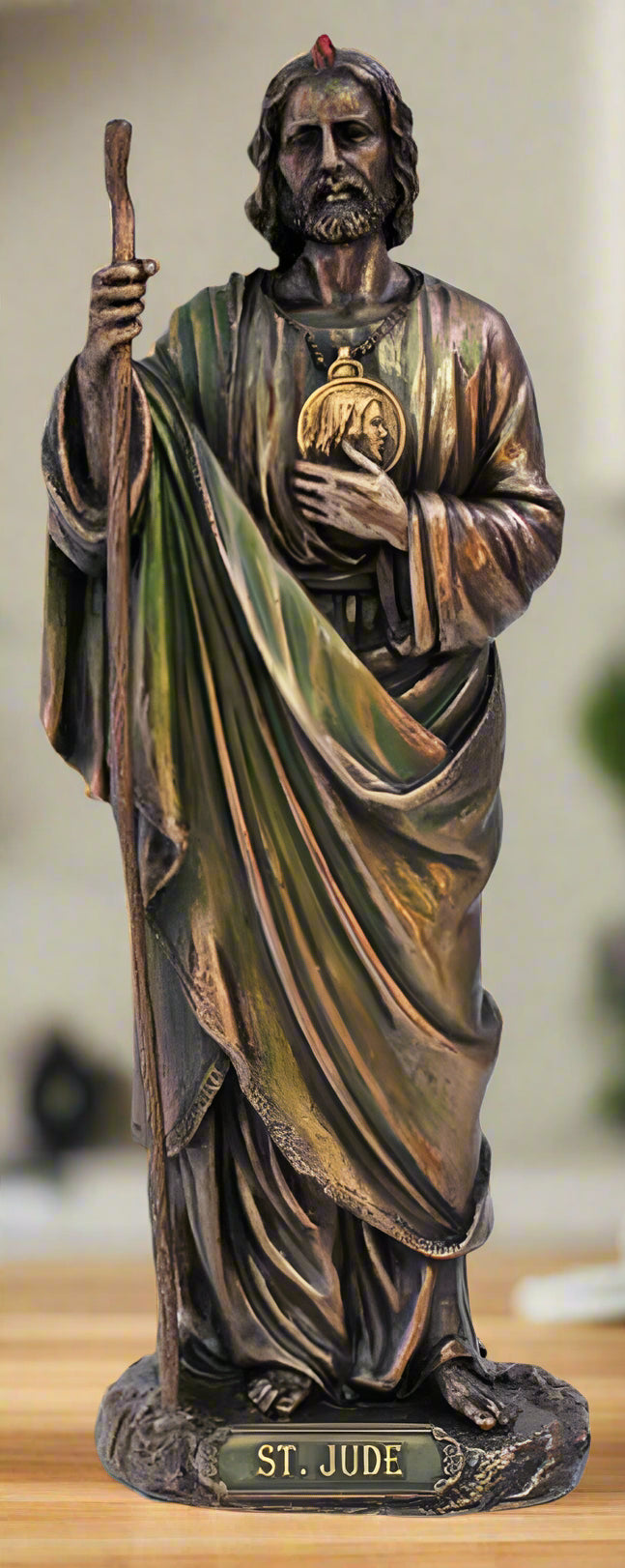 St. Jude Statue, Bronzed Resin - 8 inch