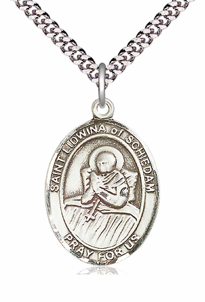 St. Lidwina of Schiedam Medal - Patron Saint of Ice Skating | Sterling Silver