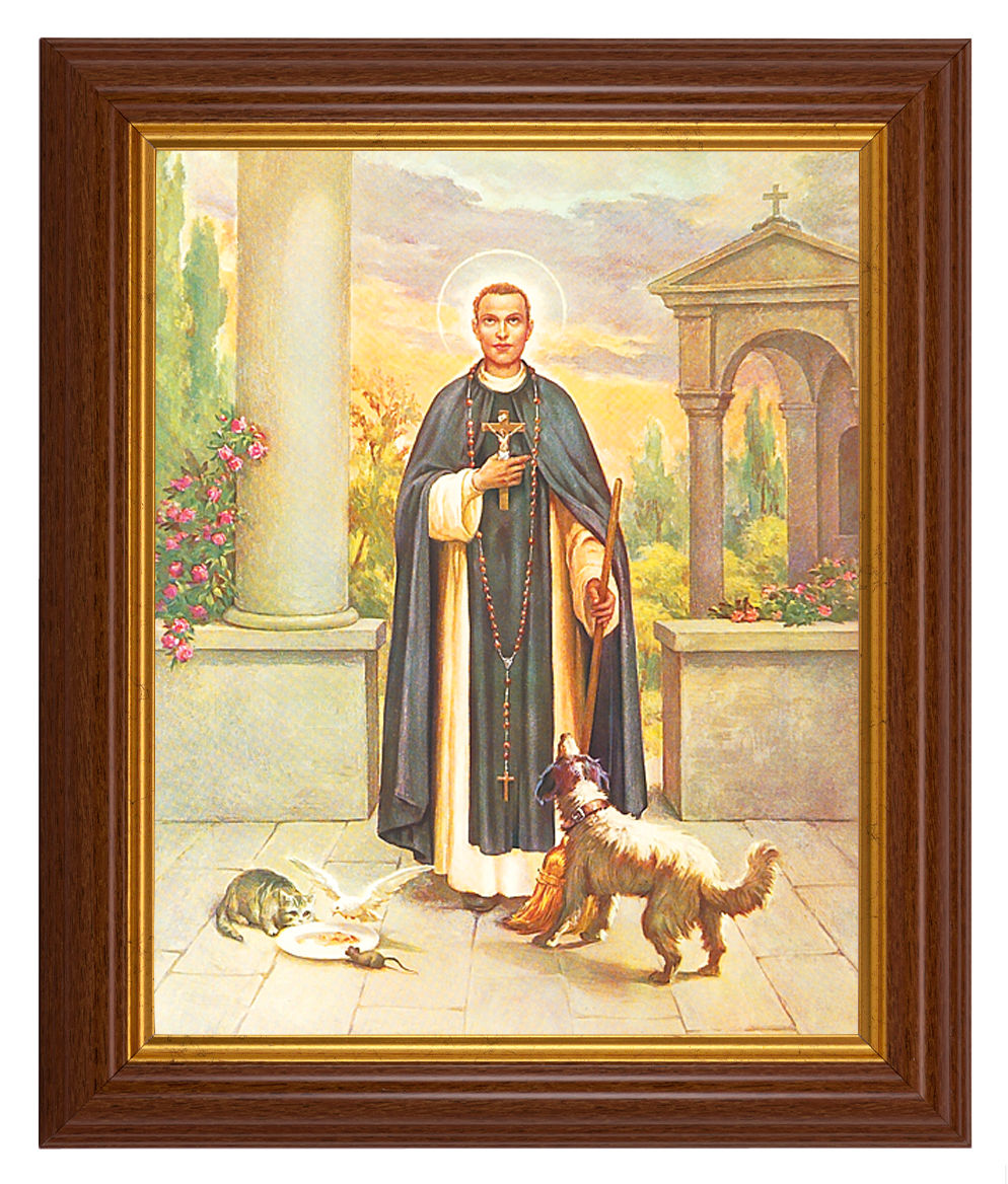 St. Martin DePorres 8x10 Textured Artboard Dark Walnut Frame