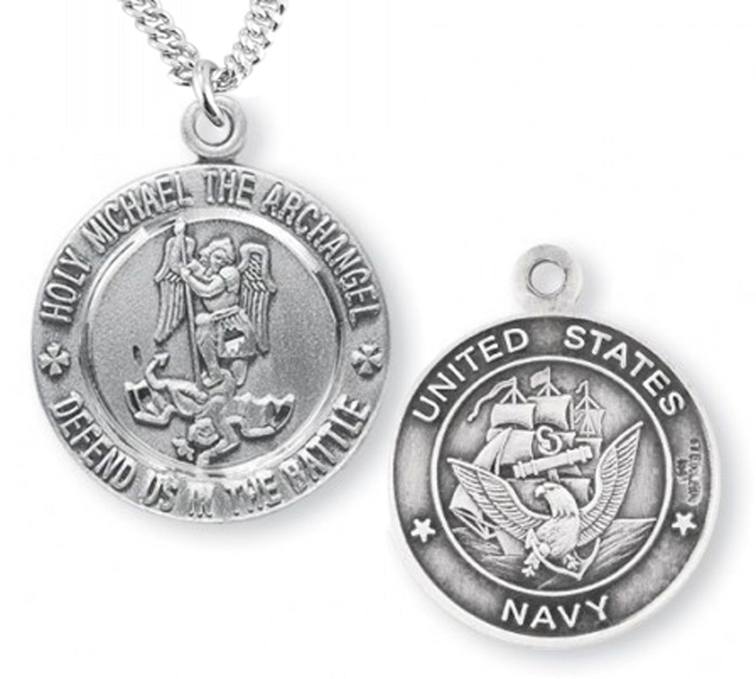 St. Michael Navy Medal Sterling Silver
