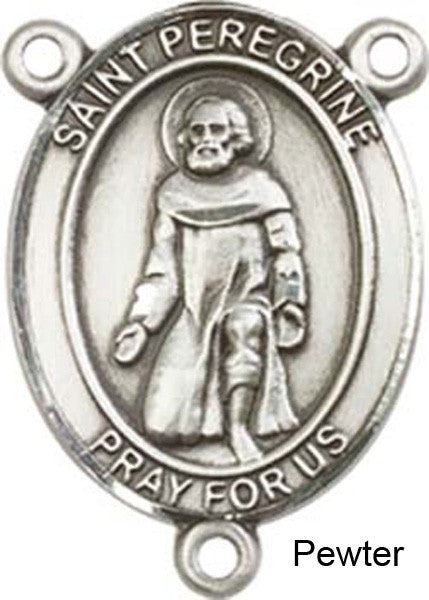 St. Peregrine Laziosi Rosary Centerpiece Sterling Silver or Pewter