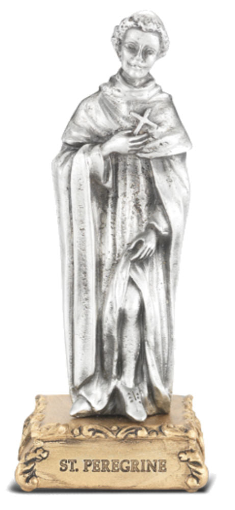 Saint Peregrine Pewter Statue 4 Inch