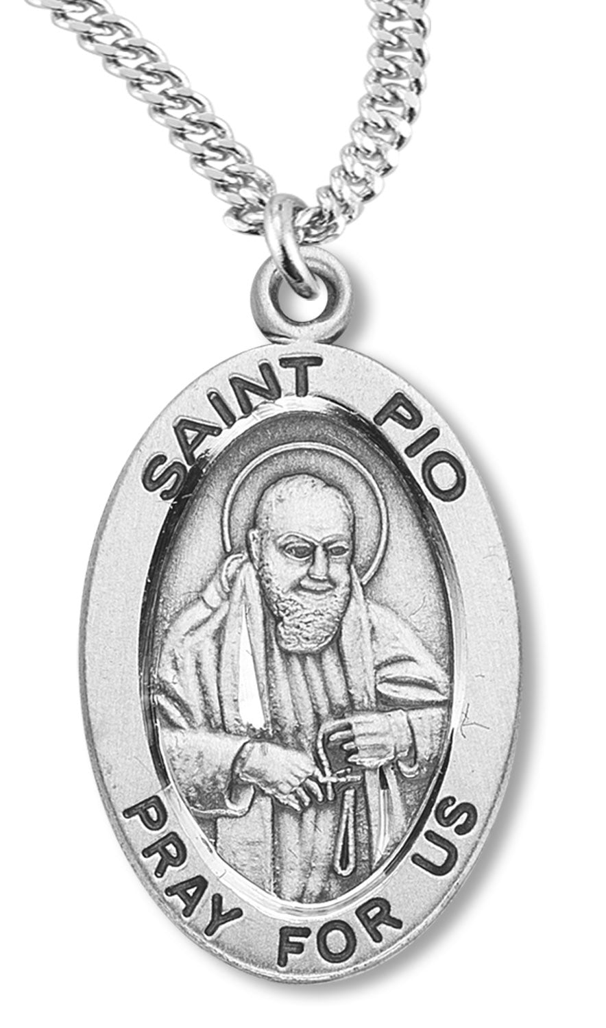 St. Pio Medal Sterling Silver