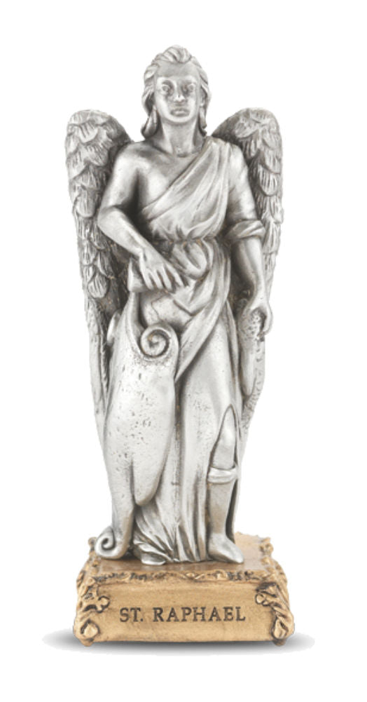 St. Raphael Pewter Statue 4 Inch