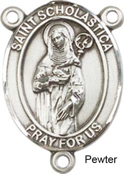 St. Scholastica Rosary Centerpiece Sterling Silver or Pewter