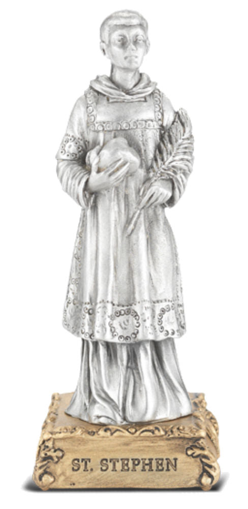 Saint Stephen Pewter Statue 4 Inch