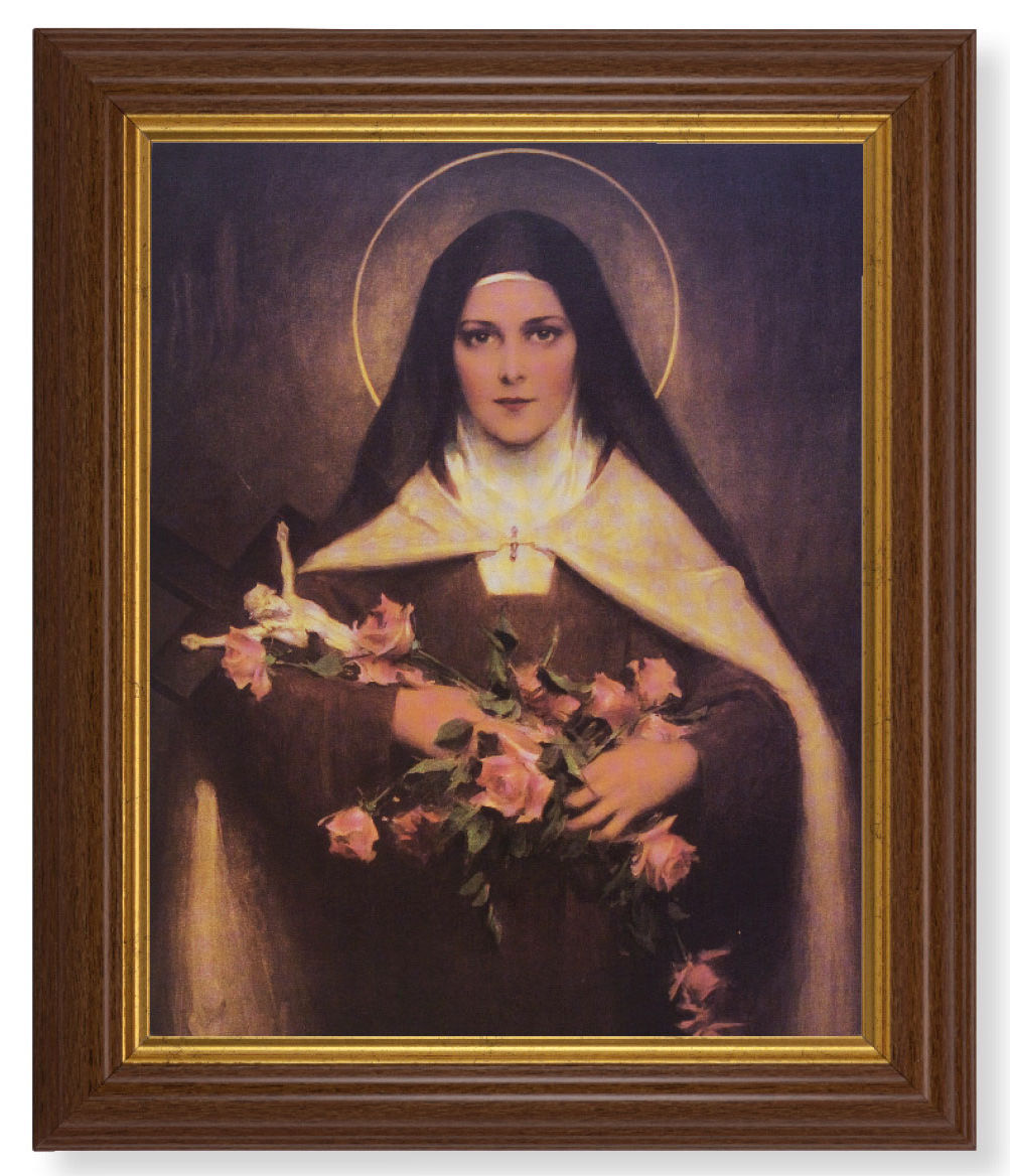 St. Therese 8x10 Textured Artboard Dark Walnut Frame