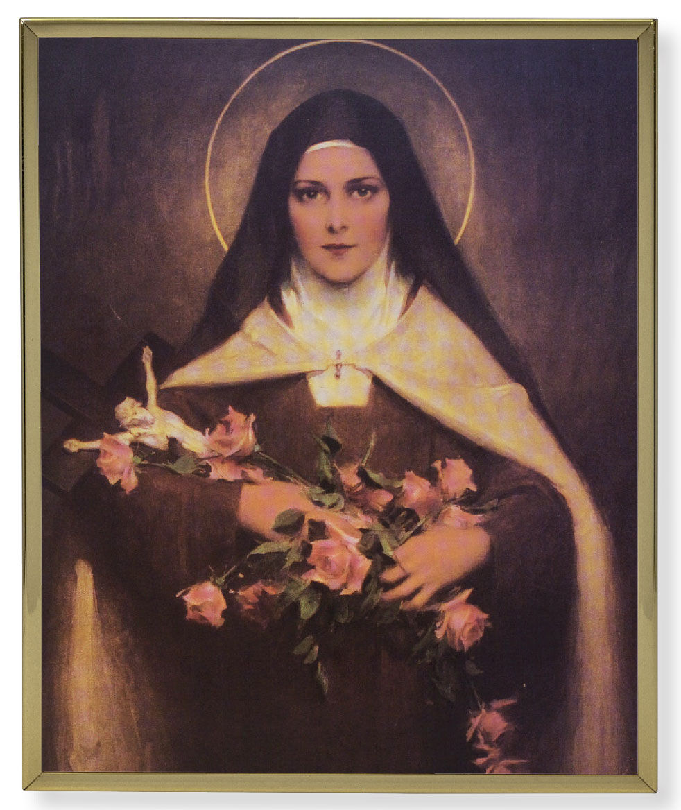 St. Therese Gold Frame 8x10 Plaque