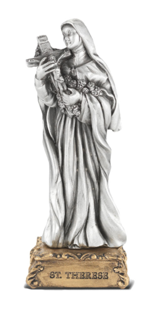Saint Thérèse of Lisieux Pewter Statue 4 Inch