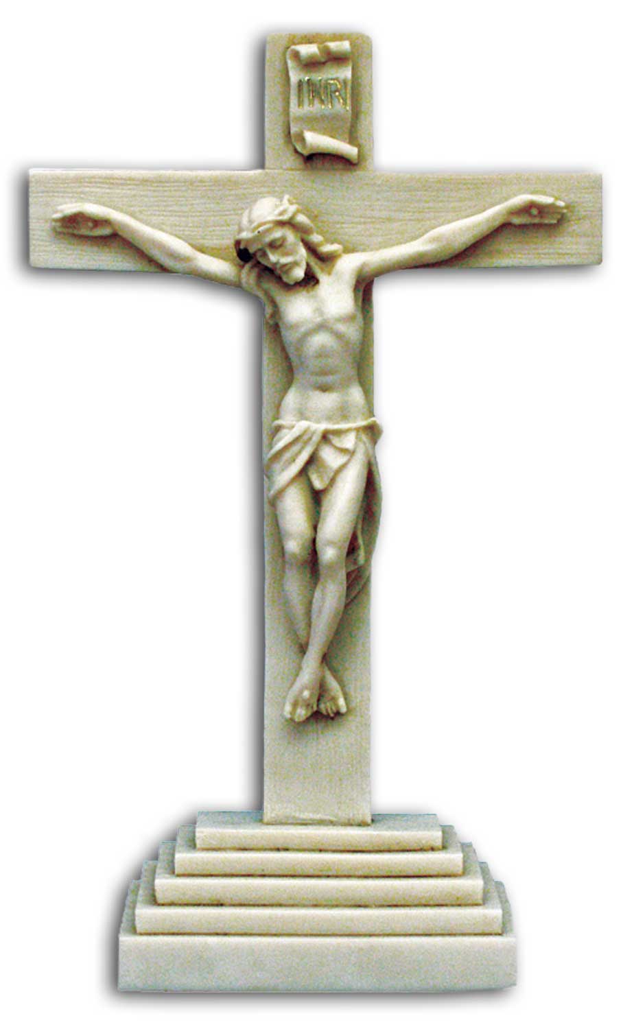 Standing Antiqued Alabaster Crucifix – 10.5” | Made in Italy