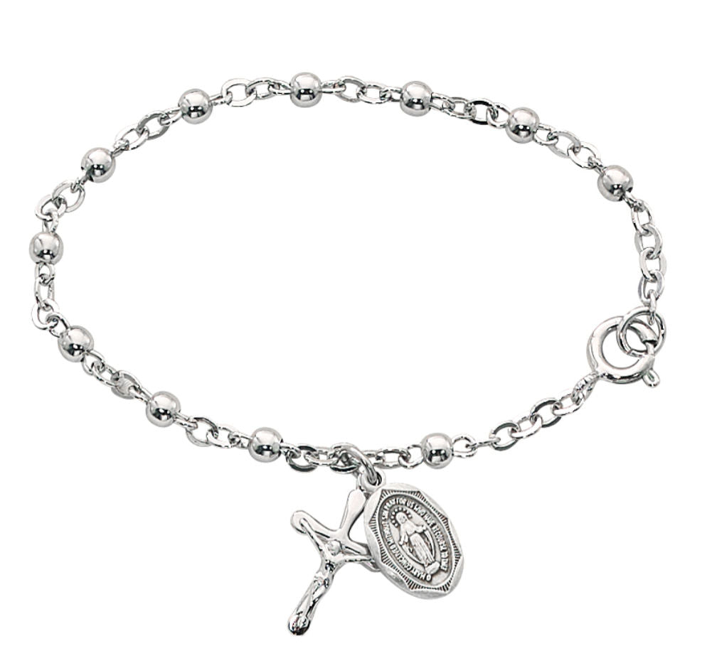 Sterling Silver White Baby Rosary main image 1
