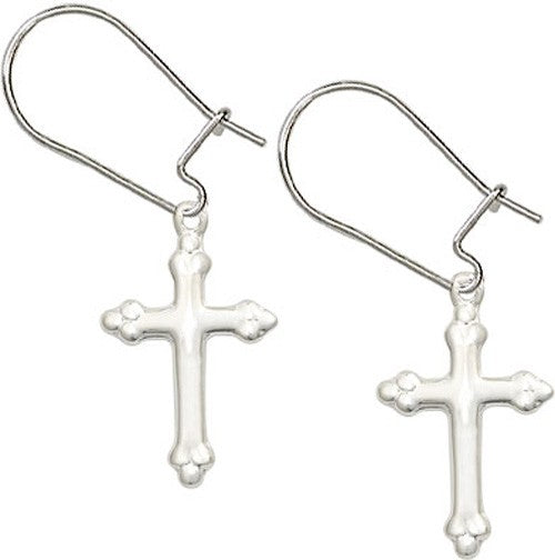 Sterling Silver Cross Dangle Earrings