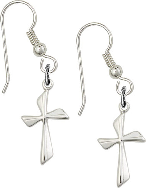 Sterling Silver Cross French Wire Earrings