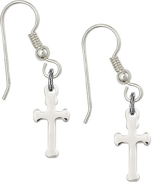 Sterling Silver Cross French Wire Earrings