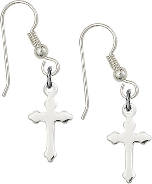 Sterling Silver Cross French Wire Earrings