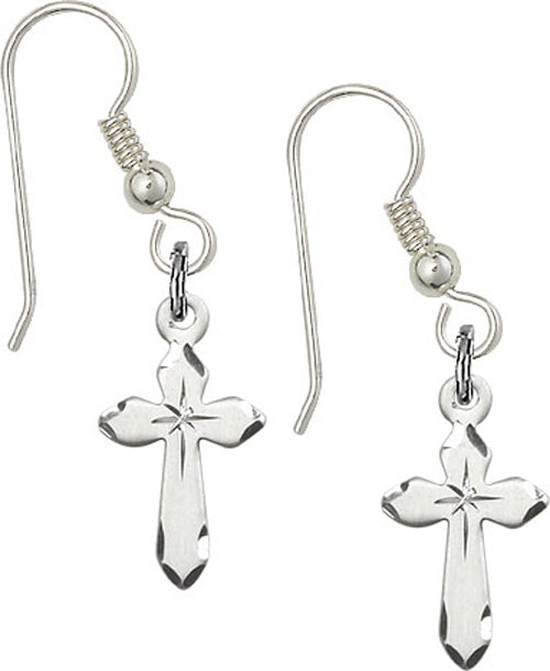 Sterling Silver Cross French Wire Earrings