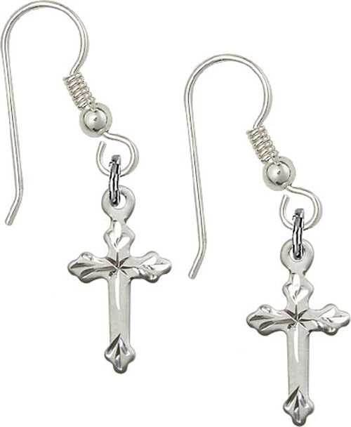 Sterling Silver Cross French Wire Earrings