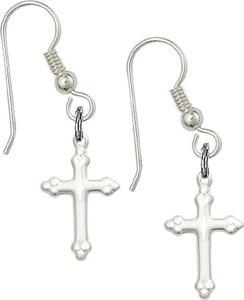Sterling Silver Cross French Wire Earrings