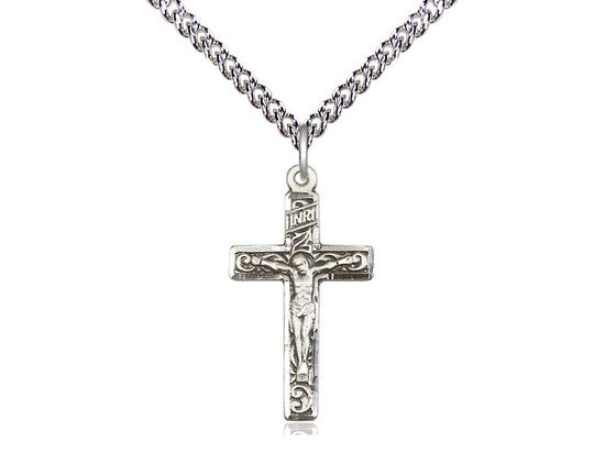 Sterling Silver Crucifix Pendant with Ornate Scrollwork for Women
