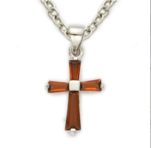 Baby's Birthstone Baguette Cross Necklace