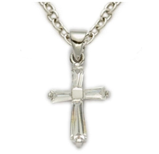 Baby's Birthstone Baguette Cross Necklace