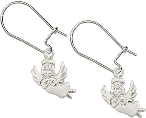 Sterling Silver Guardian Angel Dangle Earrings