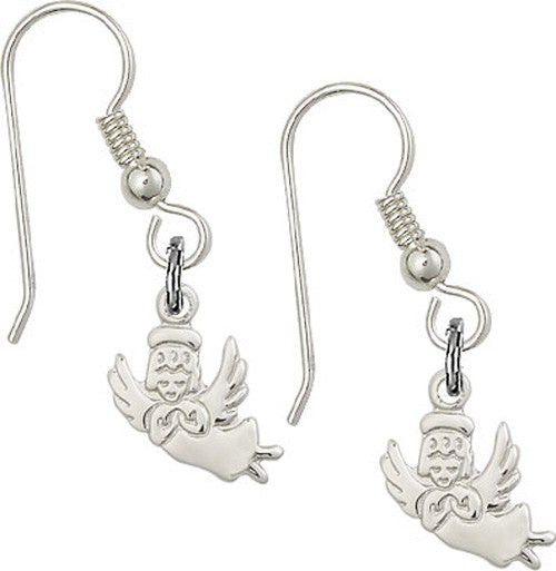Sterling Silver Guardian Angel French Wire Earrings