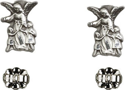 Sterling Silver Guardian Angel Post Earrings