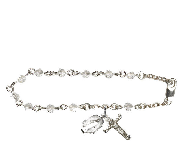 Sterling Silver Rosary Bracelet Crystal Beads