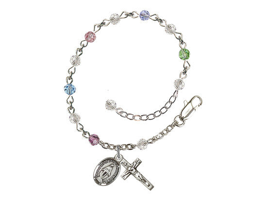 Sterling Silver Rosary Bracelet Crystal Beads