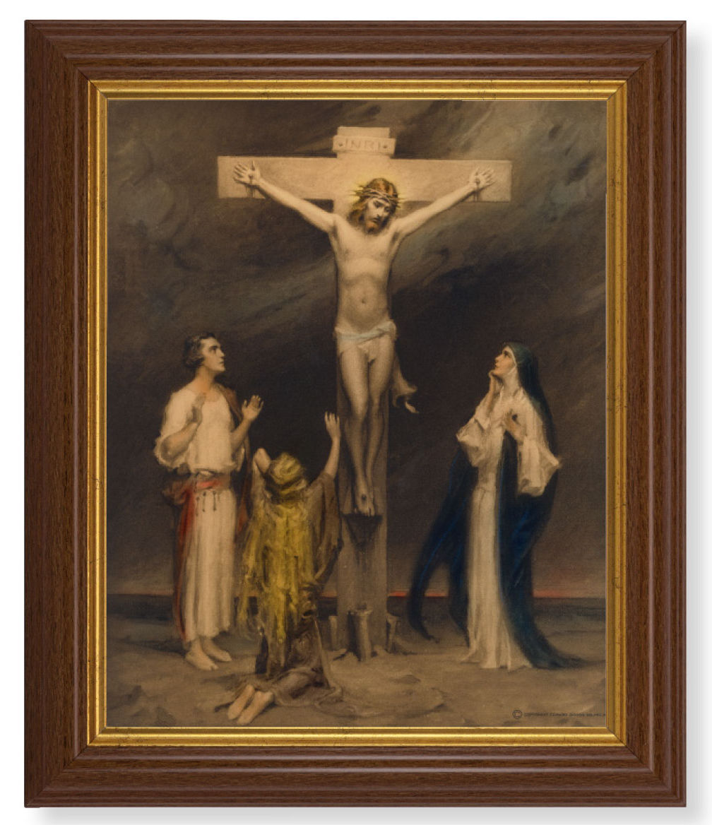 The Crucifixion of Christ by Chambers 8x10 Textured Artboard Dark Walnut Frame