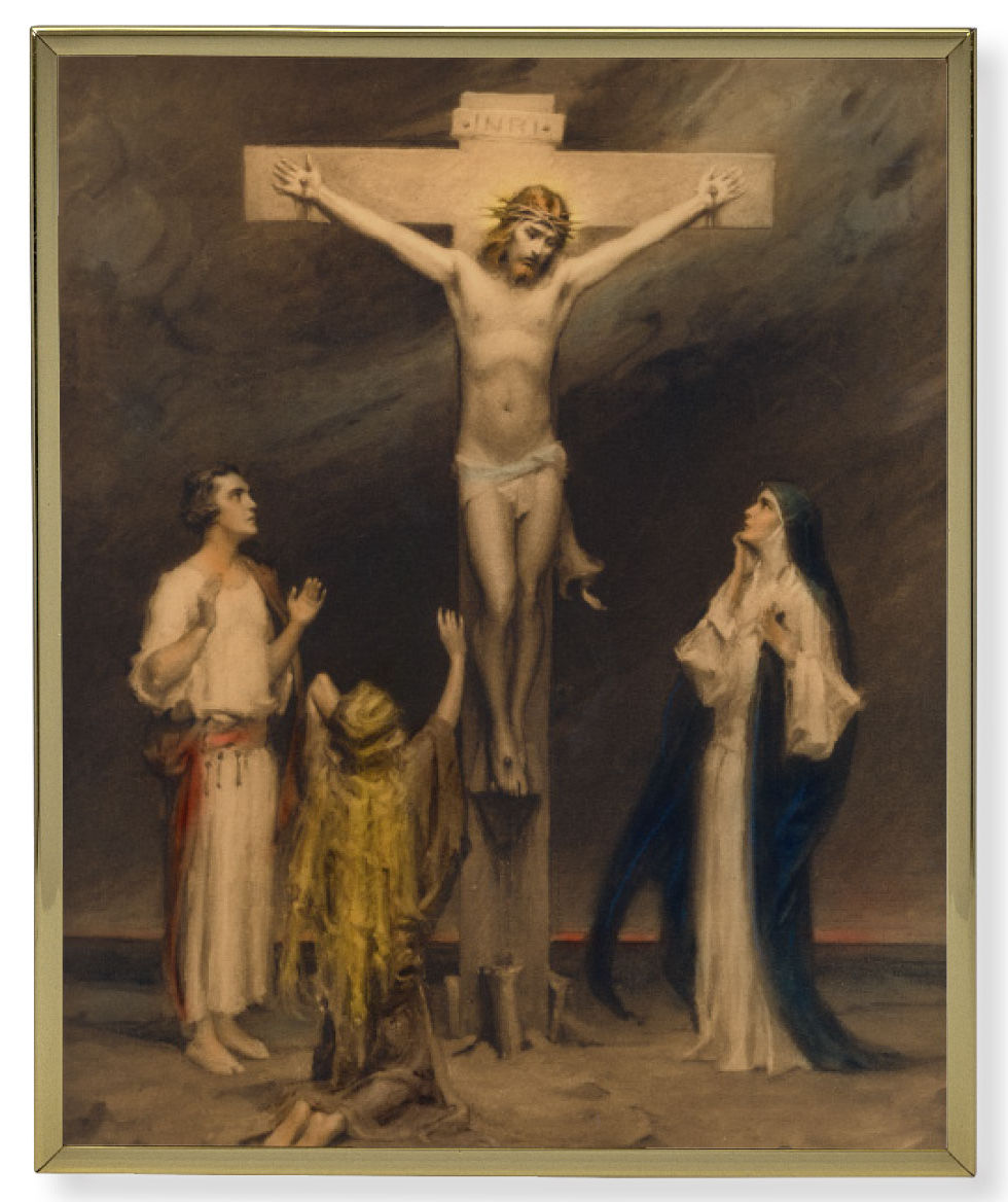 The Crucifixion of Christ by Chambers Gold Frame 8x10 Plaque