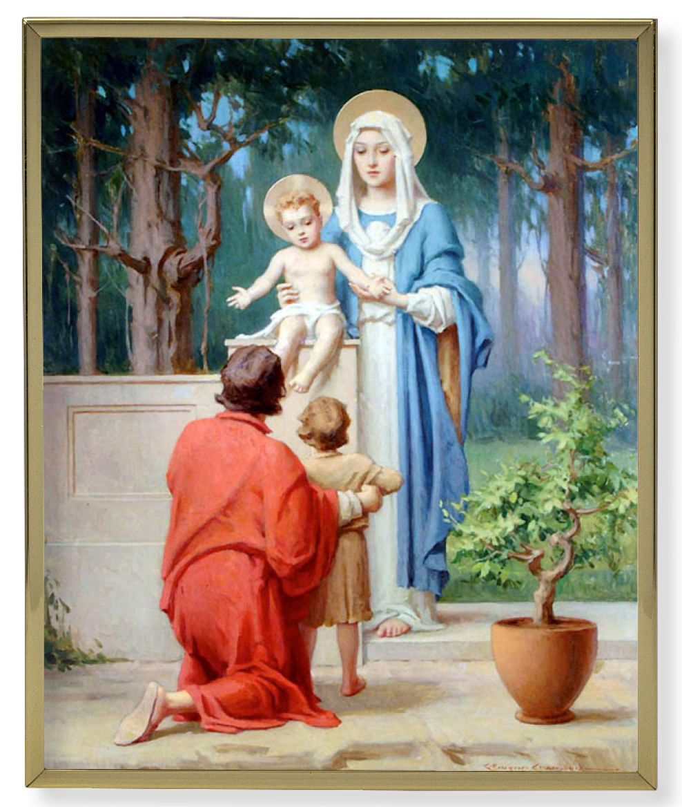 The Holy Family with St. John the Baptist Gold Frame 8x10 Plaque