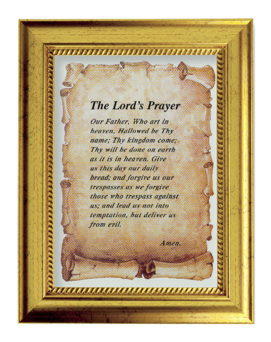 The Lord's Prayer 5x7 Print in Gold-Leaf Frame