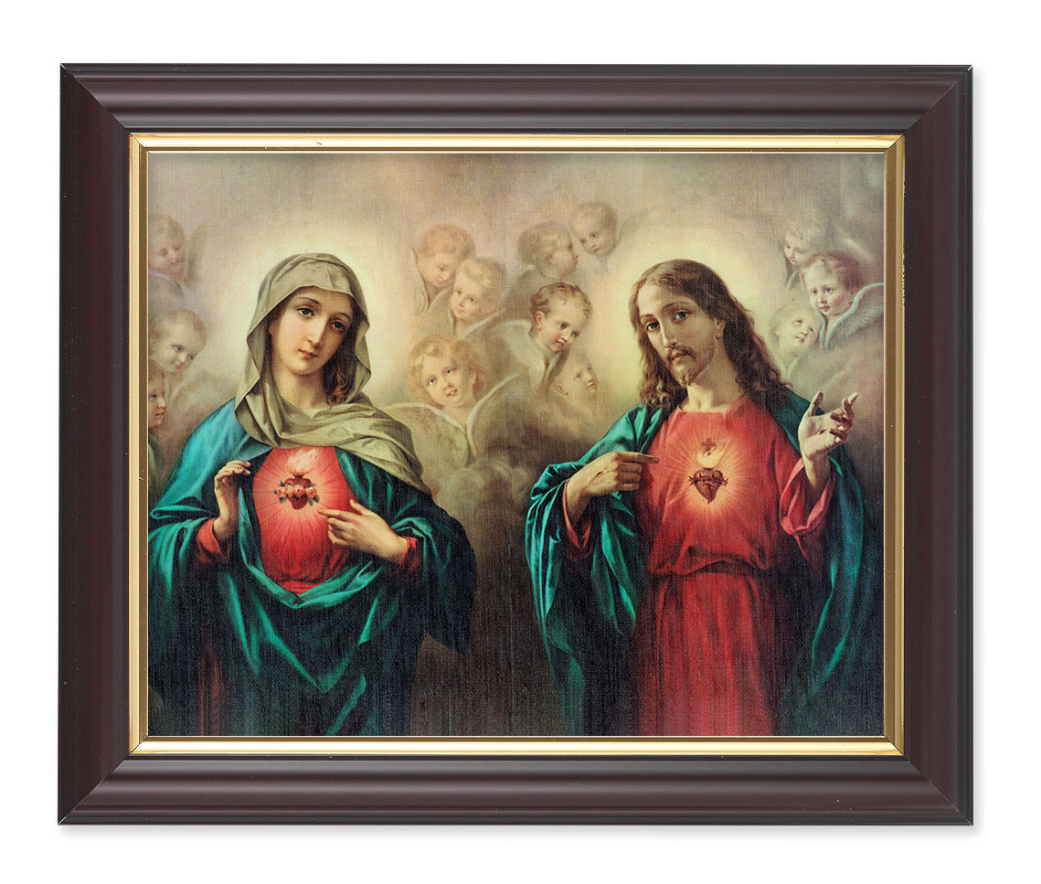 The Sacred Hearts with Angels 8x10 Framed Print Under Glass