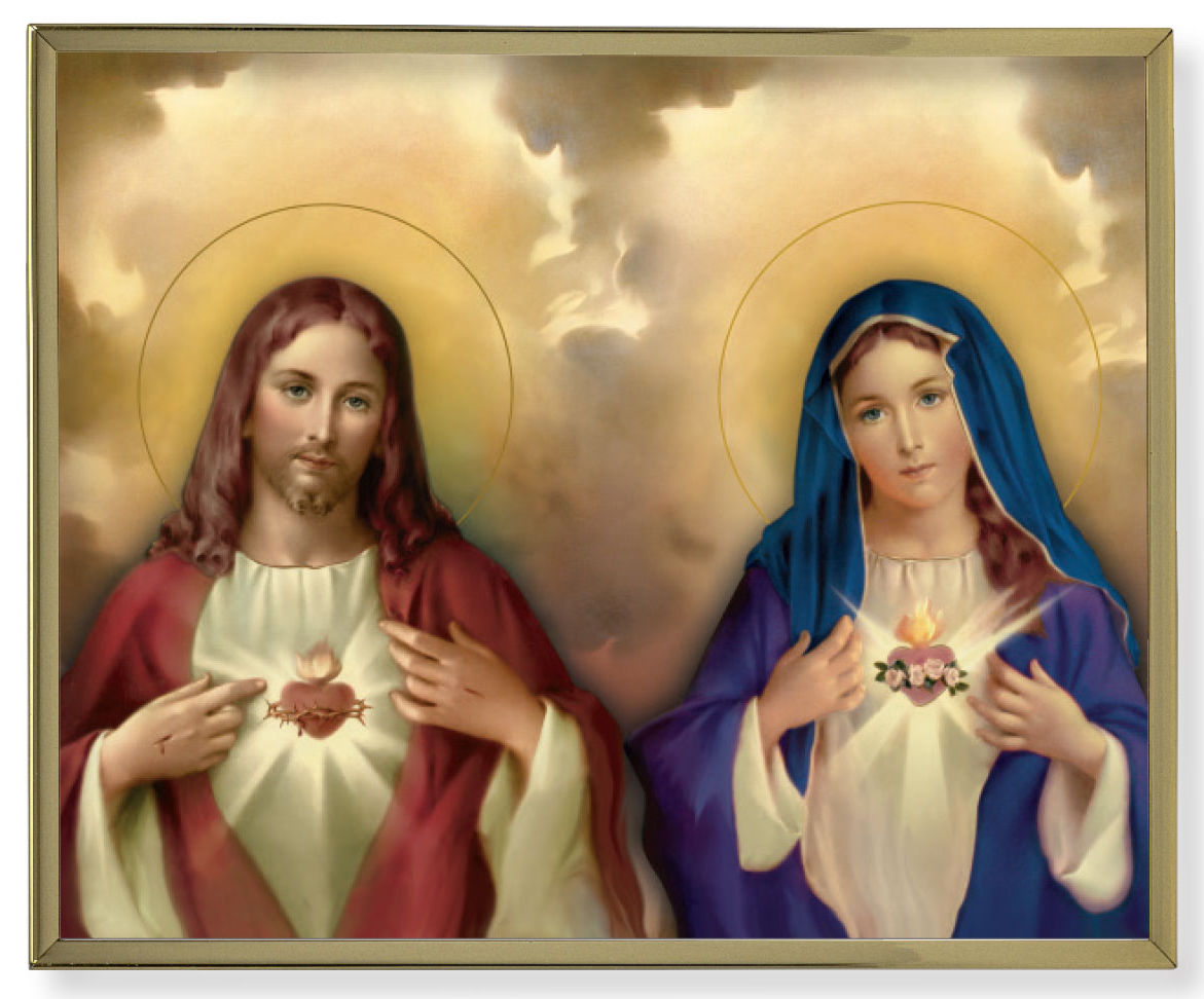 The Sacred Hearts Gold Frame 8x10 Plaque