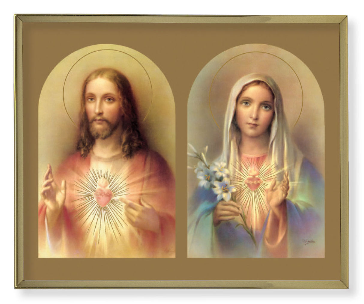 The Sacred Hearts Gold Frame Plaque