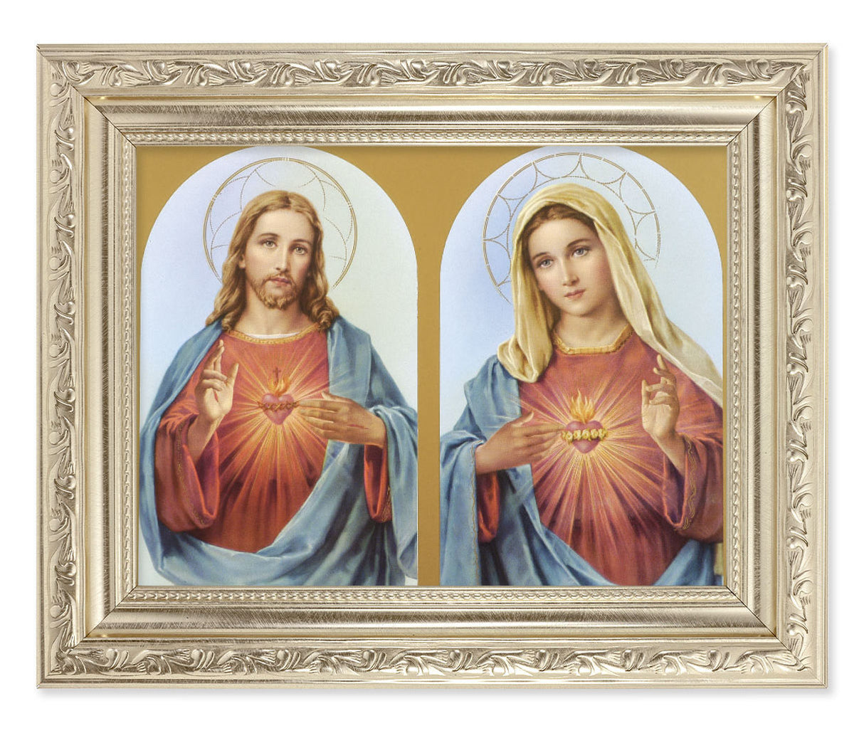The Sacred Hearts with Halos 6x8 Print Under Glass