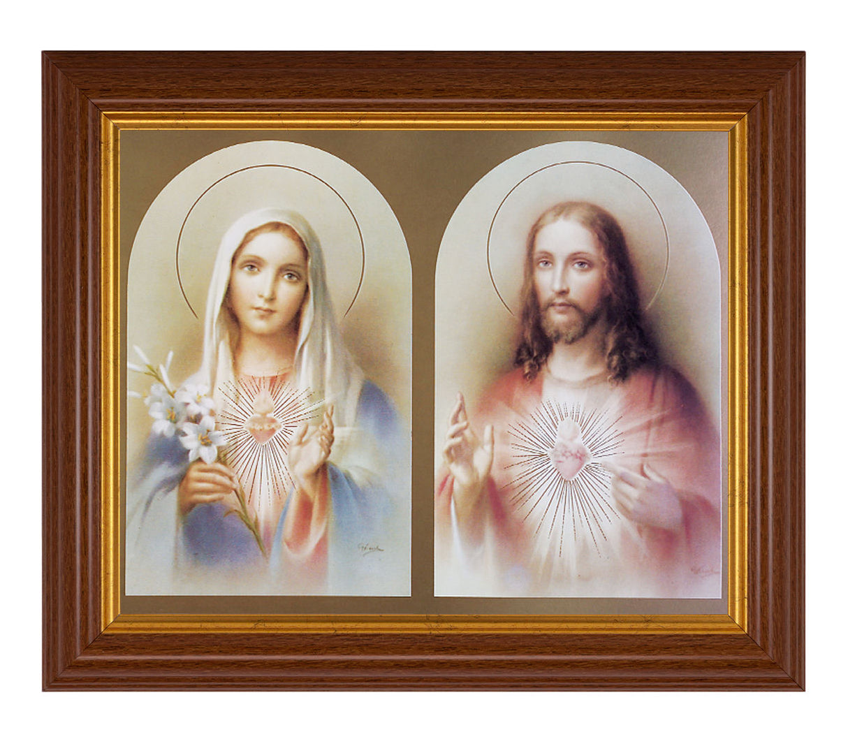 The Sacred Hearts with Lily 8x10 Textured Artboard Dark Walnut Frame