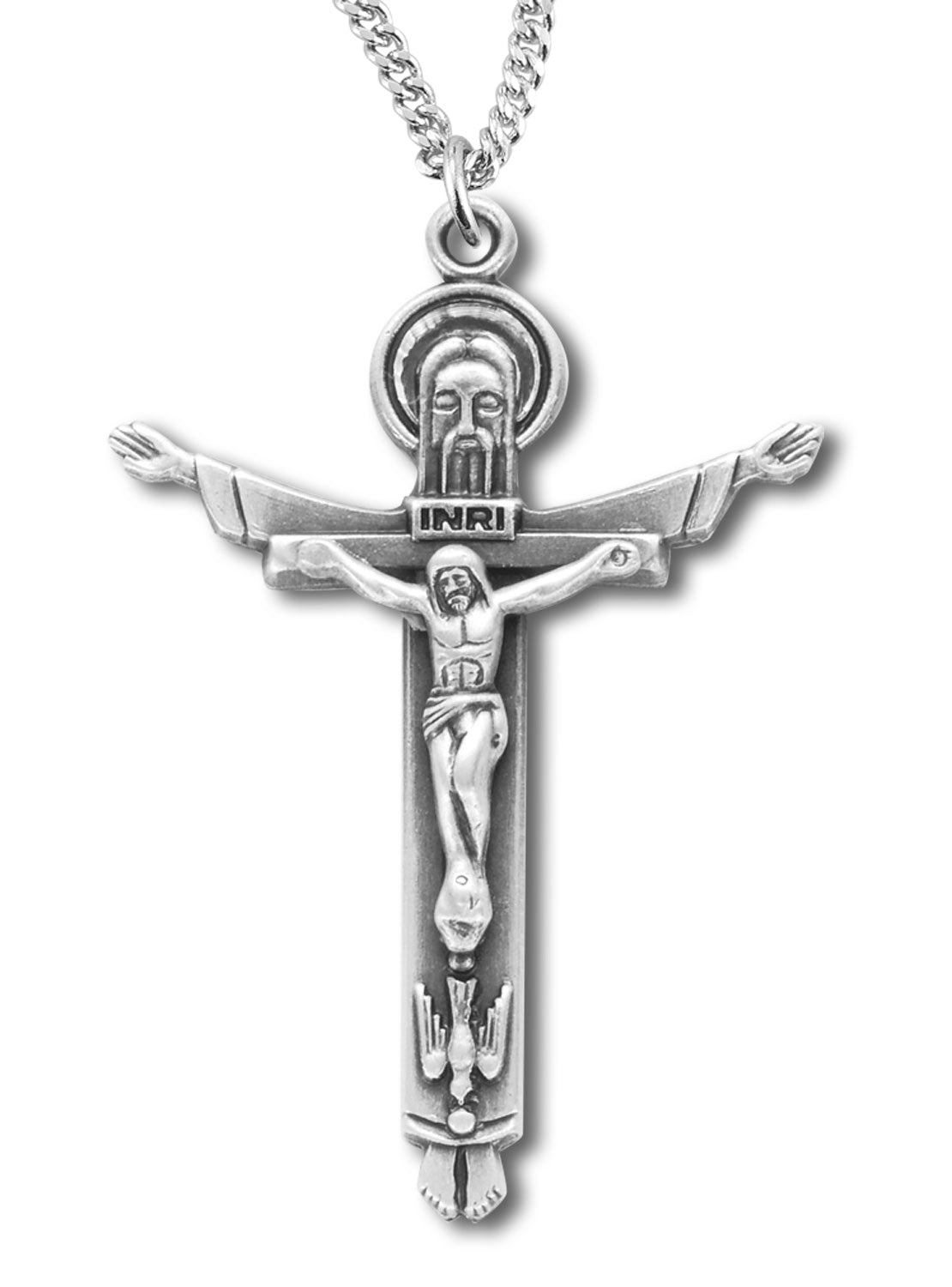 Holy Trinity Crucifix Pendant - Sterling Silver or Gold Plate