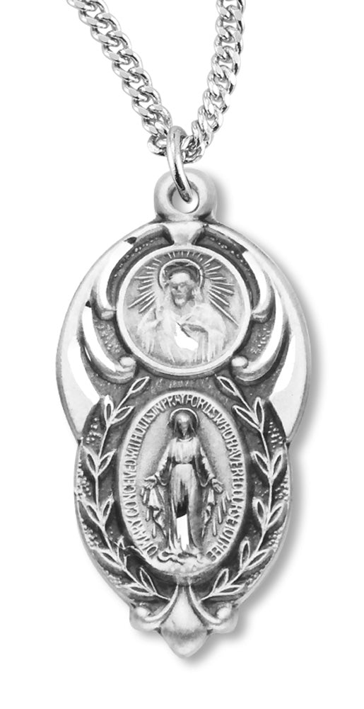 Unique Sacred Heart and Miraculous Pendant
