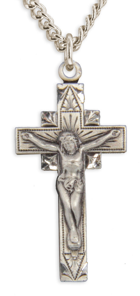 Crucifix Pendant with Leaf Corners for Women