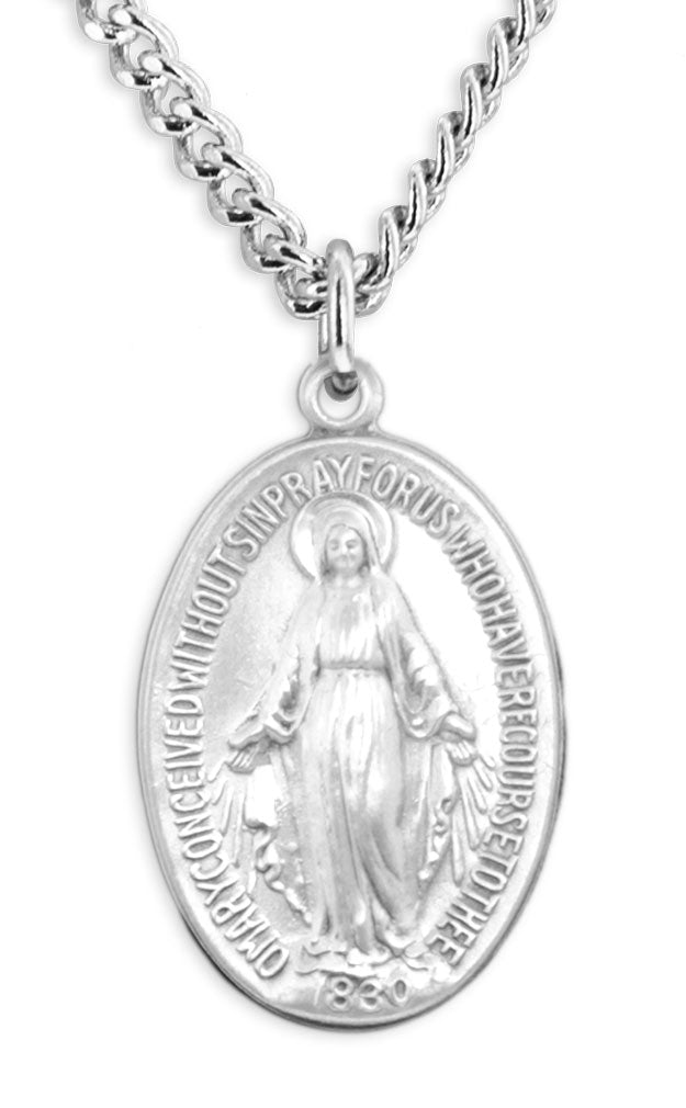 Unisex Simple Miraculous Oval Sterling Silver Pendant