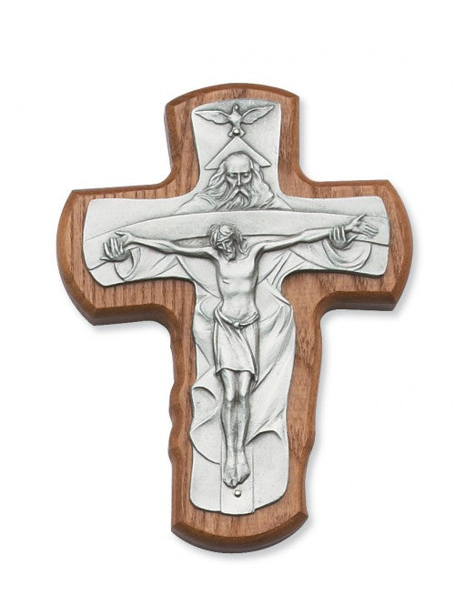 Walnut Wood Trinity Crucifix - 5 1/2'H