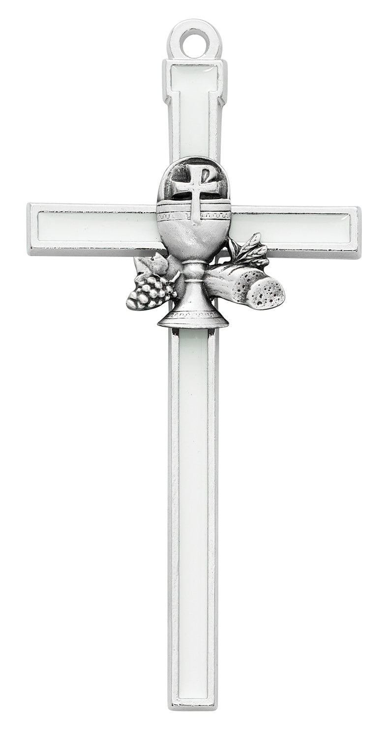 White Enamel First Communion Wall Cross 5 Inches
