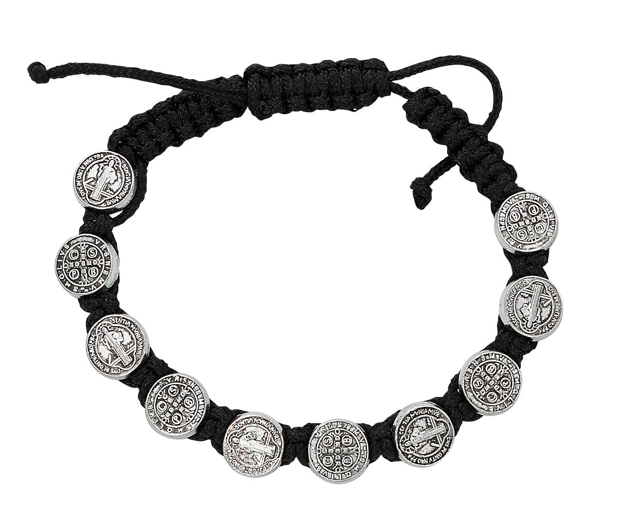 Adjustable Black Corded St. Benedict Bracelet for Women