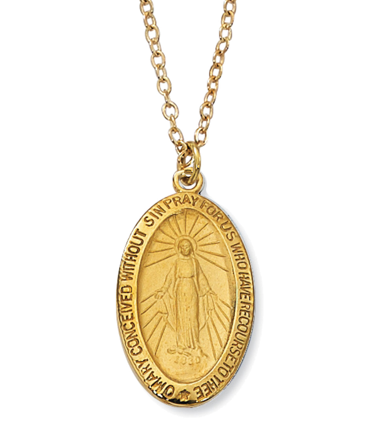Blue Enamel Oval Miraculous Medal for Women
