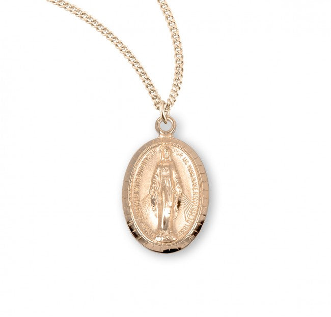 Miraculous Medal Necklace with Box Edge for Women
