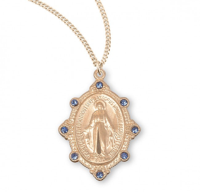 Crystal Miraculous Medal in Gold Plate for Women