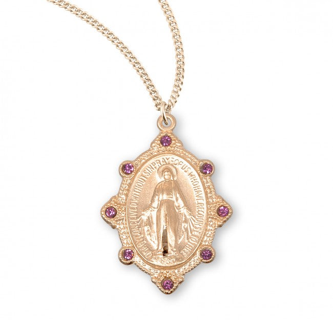 Crystal Miraculous Medal in Gold Plate for Women